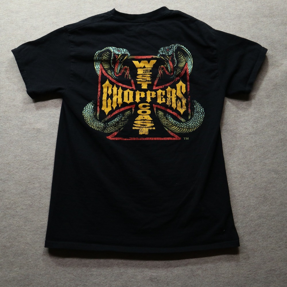 West Coast Choppers T-Shirt Medium Biker Y2K Jesse James Cobra Graphic Black